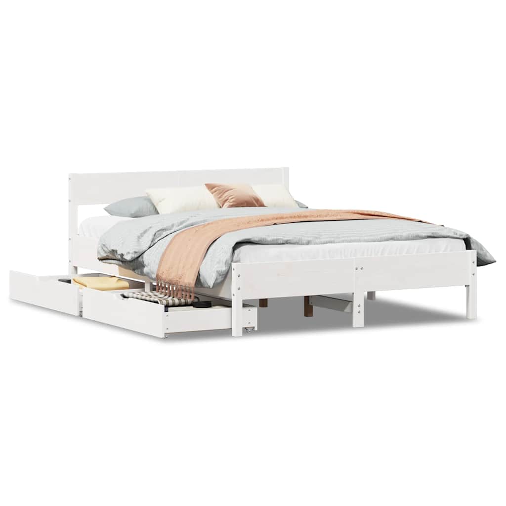 sengeramme uden madras 120x190 cm massivt fyrretræ hvid