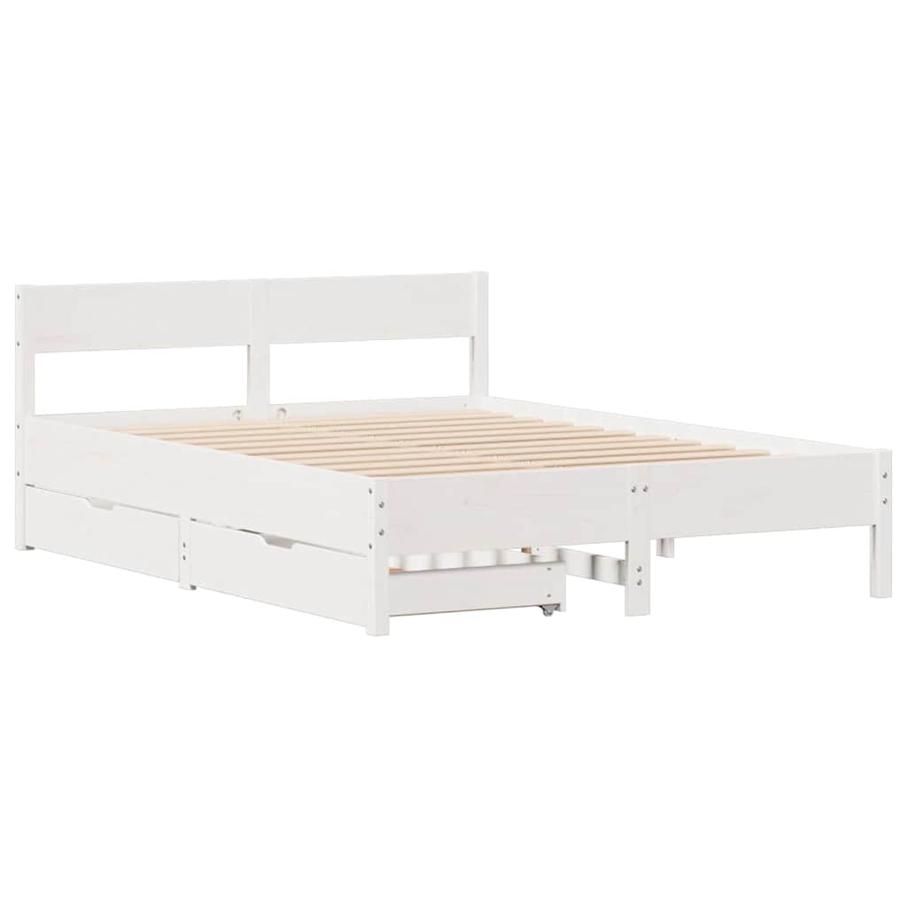 sengeramme uden madras 120x190 cm massivt fyrretræ hvid