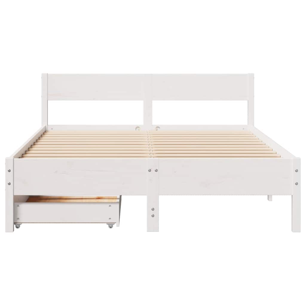 sengeramme uden madras 120x190 cm massivt fyrretræ hvid