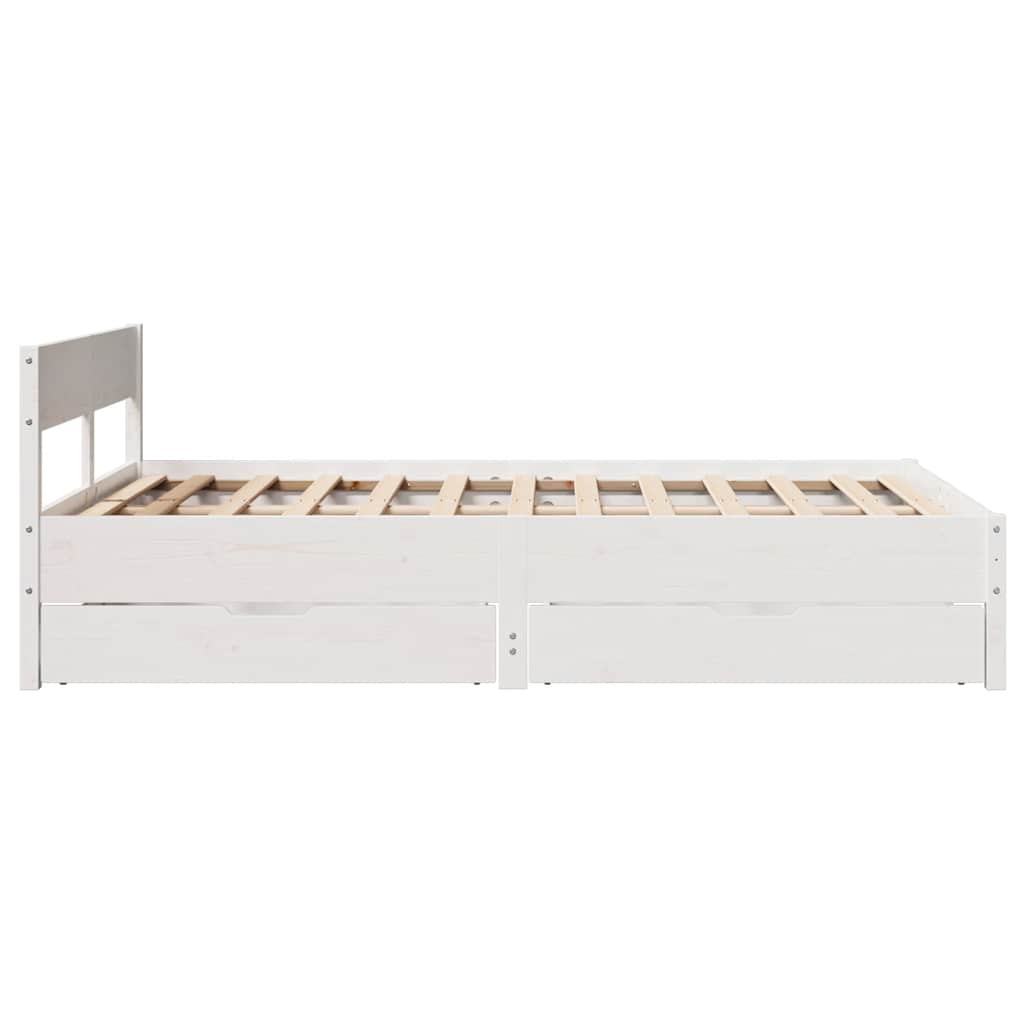 sengeramme uden madras 120x190 cm massivt fyrretræ hvid