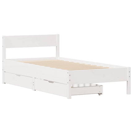 sengeramme uden madras 90x190 cm massivt fyrretræ hvid