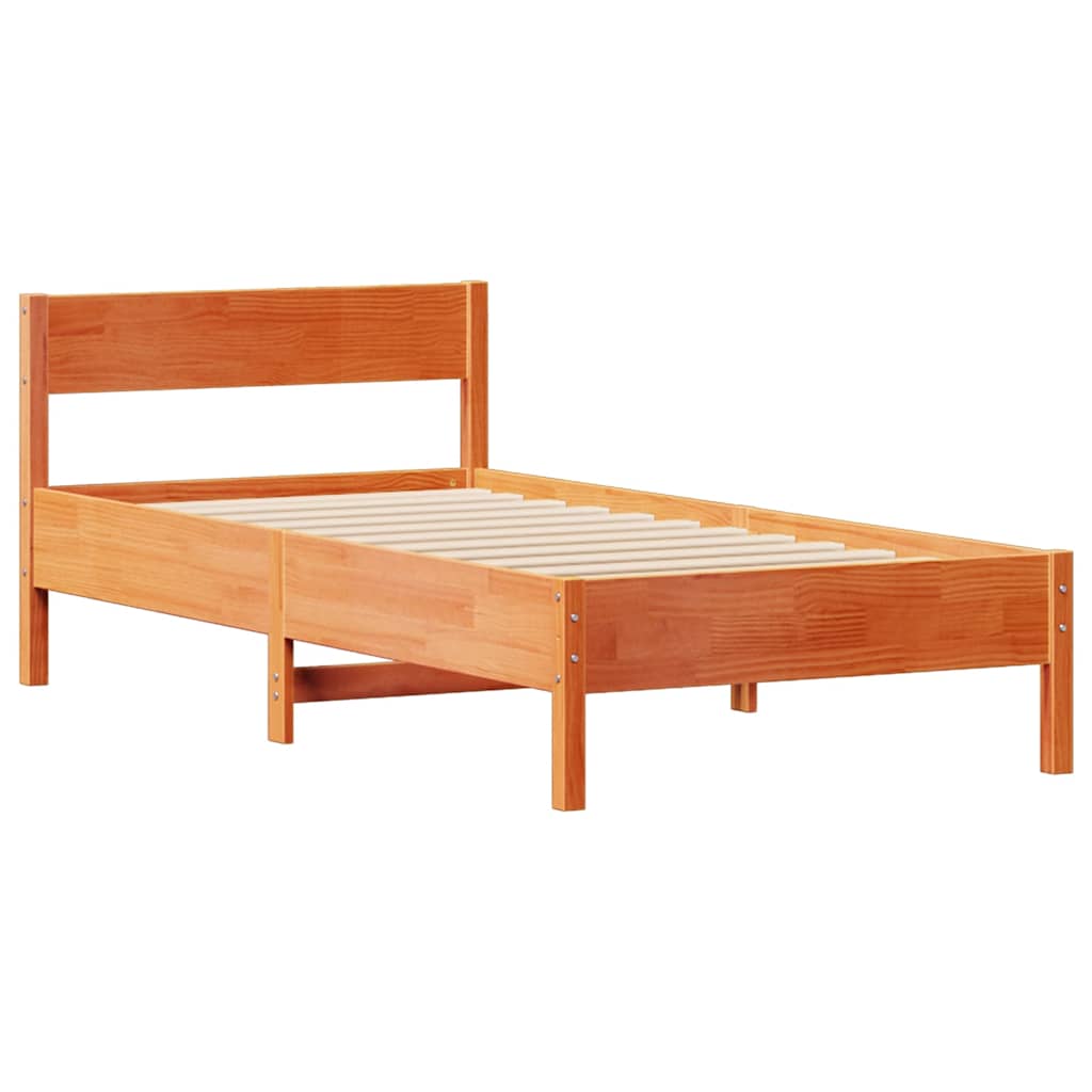 sengeramme uden madras 90x190 cm massivt fyrretræ gyldenbrun