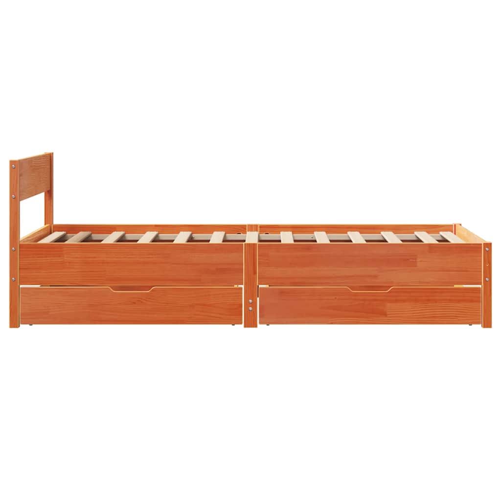 sengeramme uden madras 90x190 cm massivt fyrretræ gyldenbrun