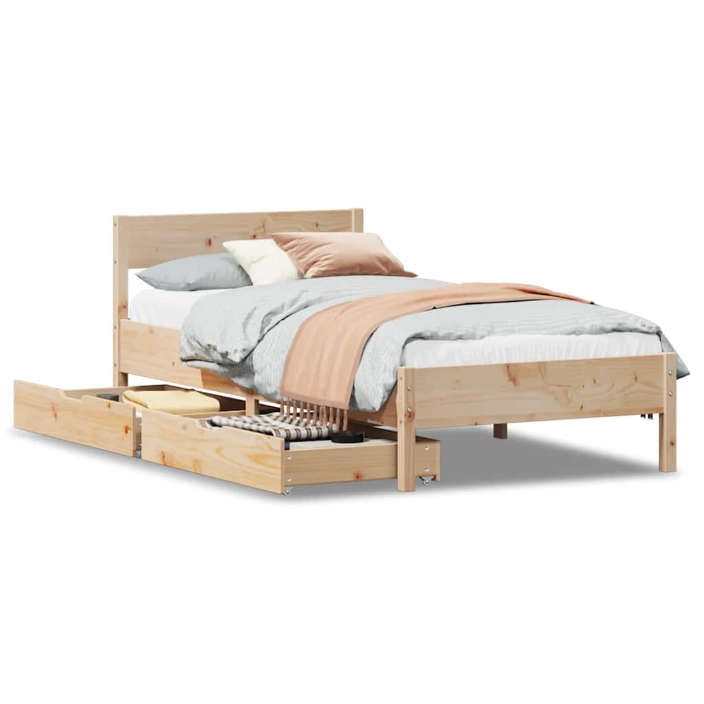 sengeramme uden madras 75x190 cm massivt fyrretræ