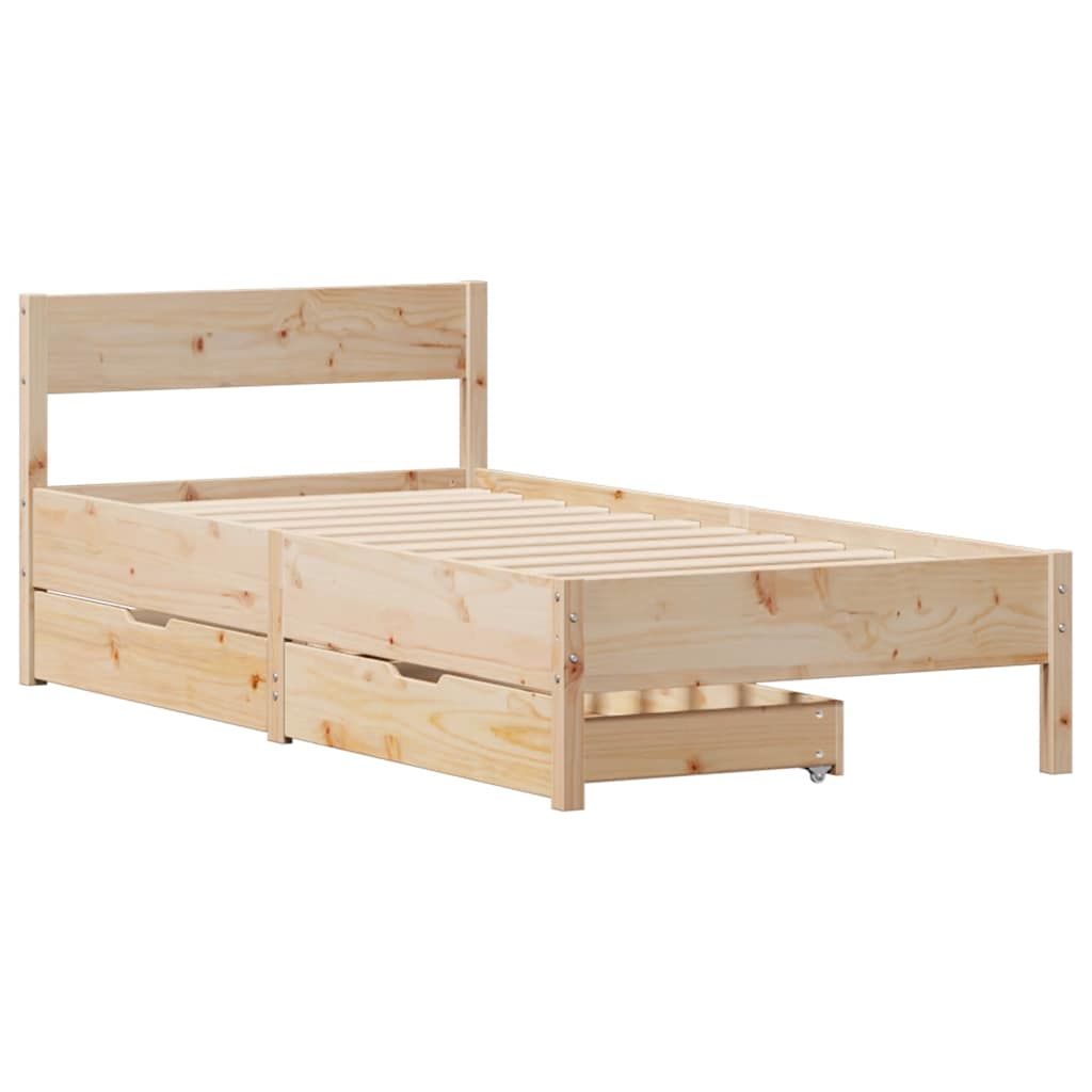 sengeramme uden madras 75x190 cm massivt fyrretræ