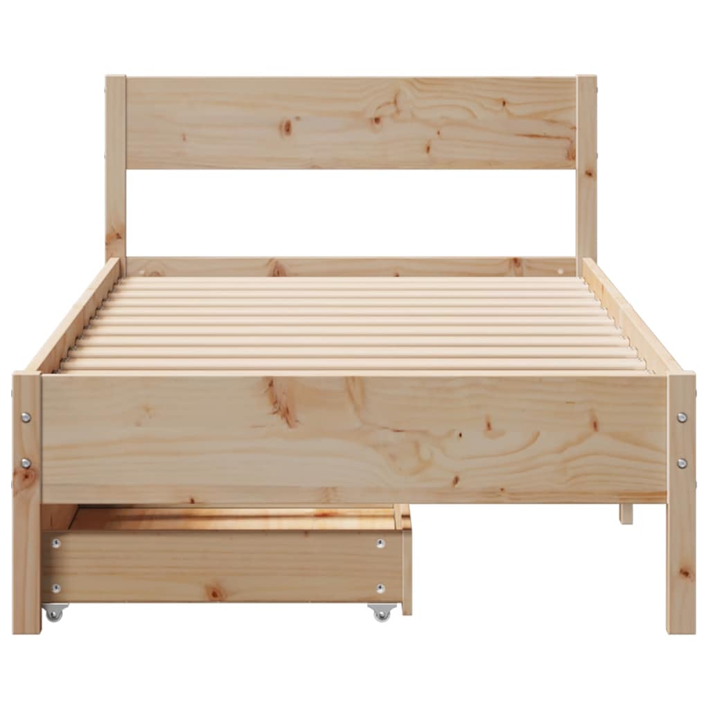 sengeramme uden madras 75x190 cm massivt fyrretræ