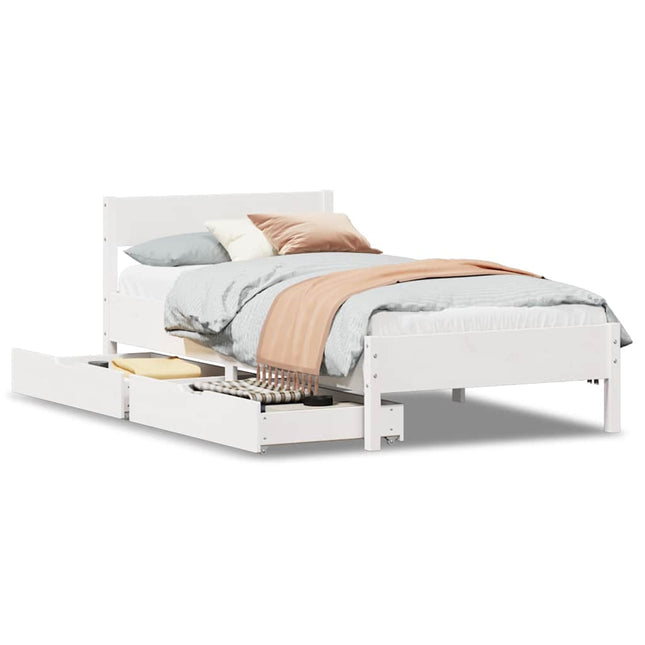 sengeramme uden madras 75x190 cm massivt fyrretræ hvid
