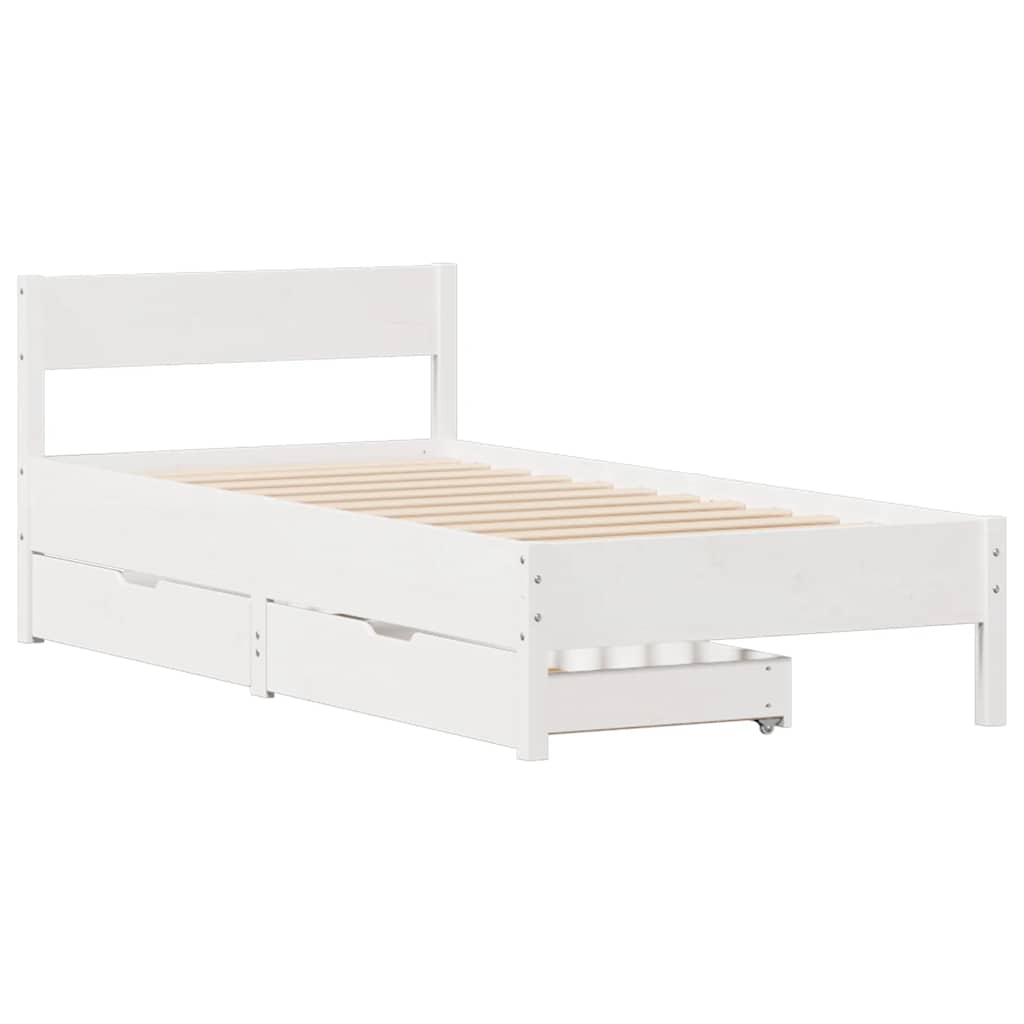 sengeramme uden madras 75x190 cm massivt fyrretræ hvid