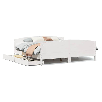 sengeramme uden madras 200x200 cm massivt fyrretræ hvid