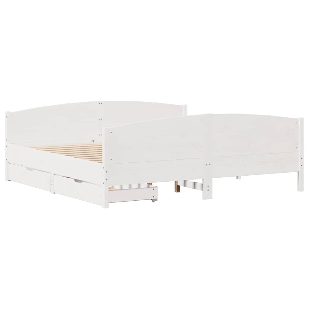 sengeramme uden madras 200x200 cm massivt fyrretræ hvid