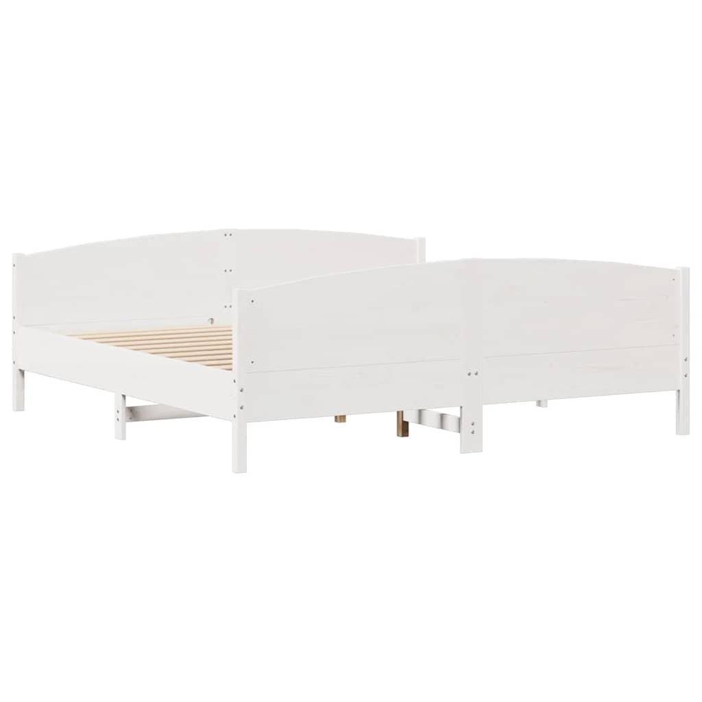 sengeramme uden madras 200x200 cm massivt fyrretræ hvid