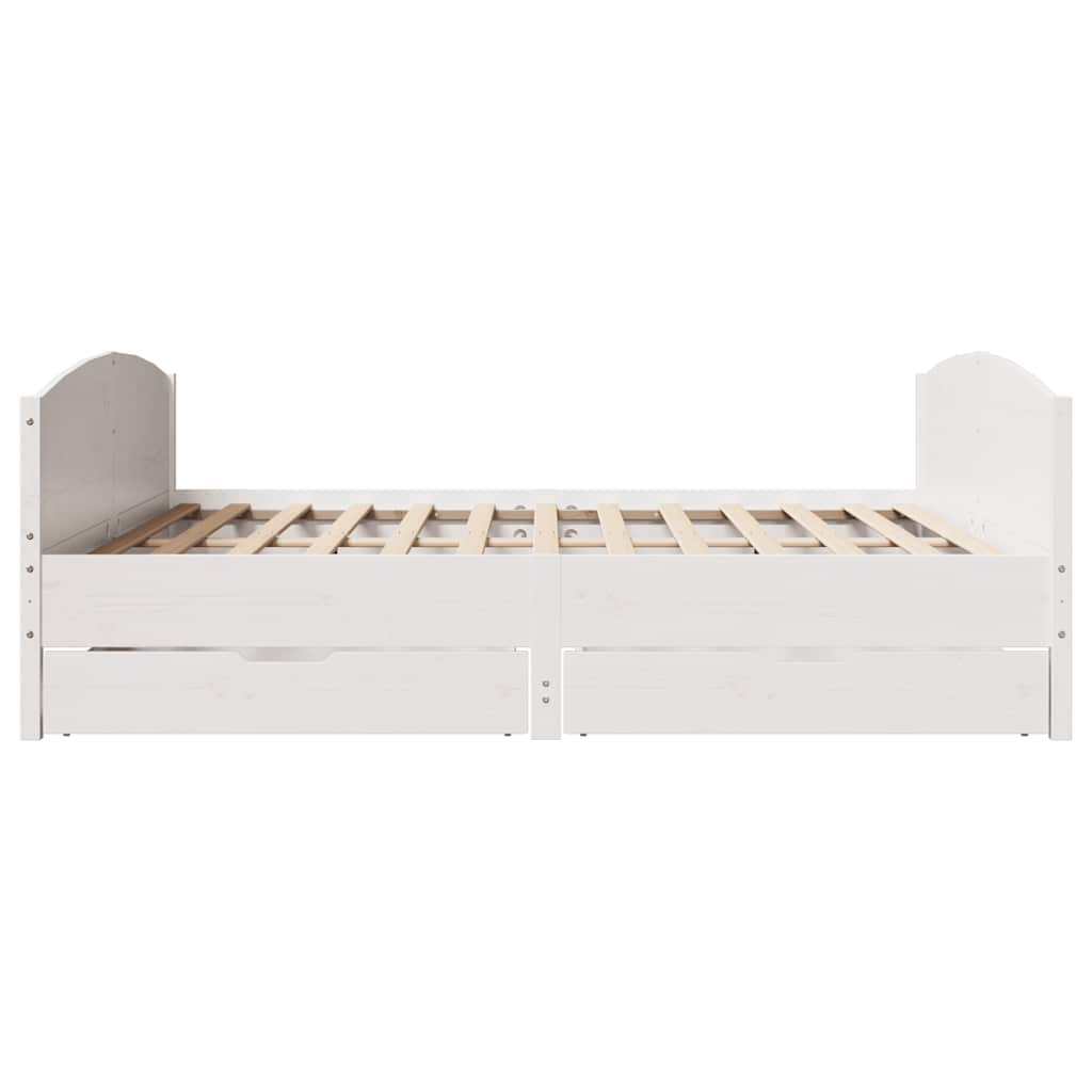 sengeramme uden madras 200x200 cm massivt fyrretræ hvid