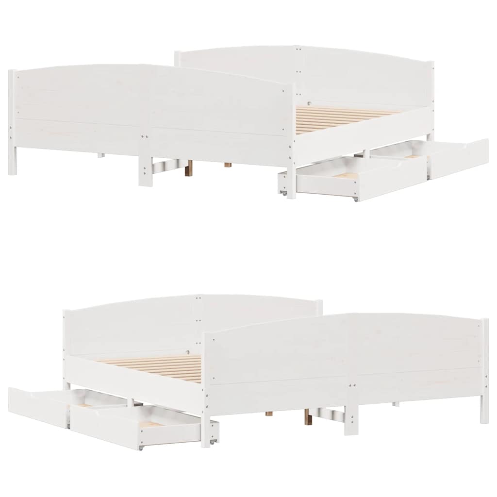 sengeramme uden madras 200x200 cm massivt fyrretræ hvid