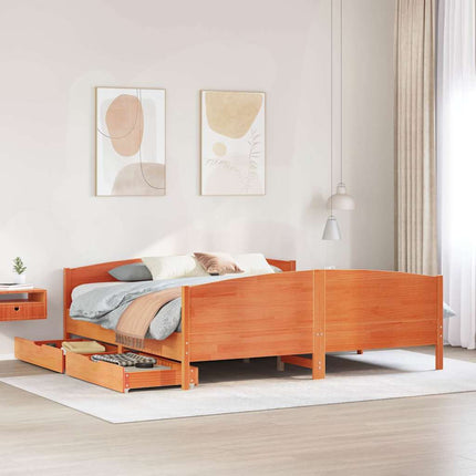 sengeramme uden madras 200x200 cm massivt fyrretræ gyldenbrun