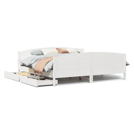 sengeramme uden madras 160x200 cm massivt fyrretræ hvid