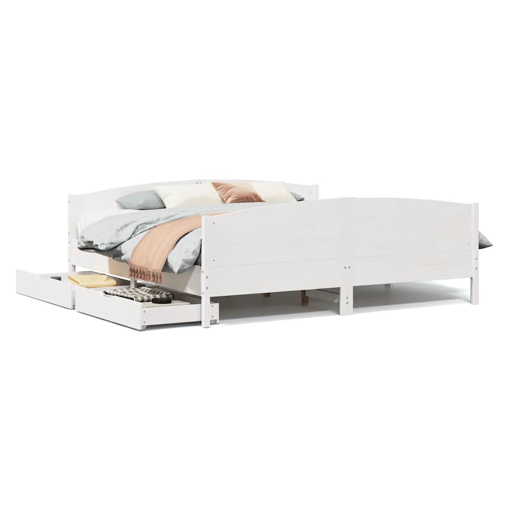 sengeramme uden madras 160x200 cm massivt fyrretræ hvid