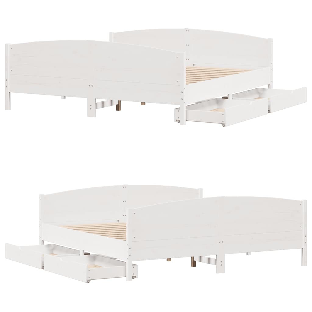 sengeramme uden madras 160x200 cm massivt fyrretræ hvid