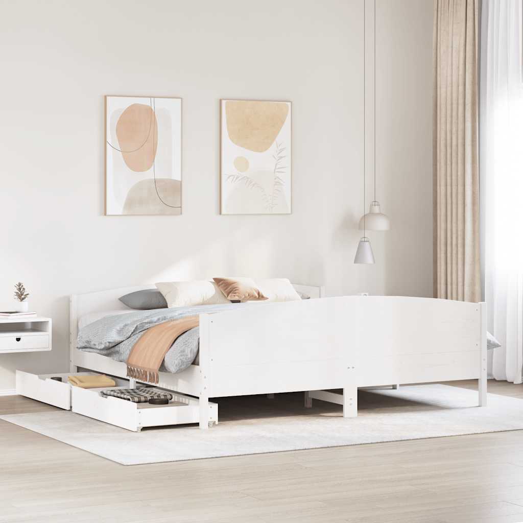 sengeramme uden madras 160x200 cm massivt fyrretræ hvid