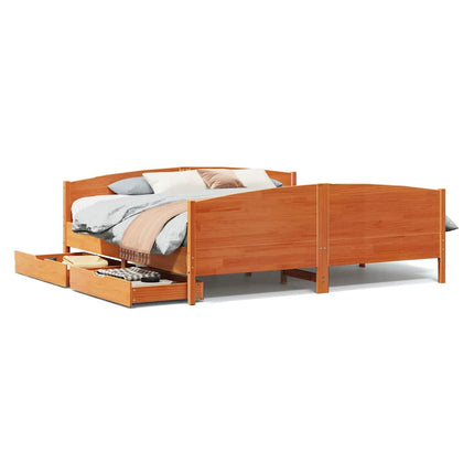 sengeramme uden madras 160x200 cm massivt fyrretræ gyldenbrun