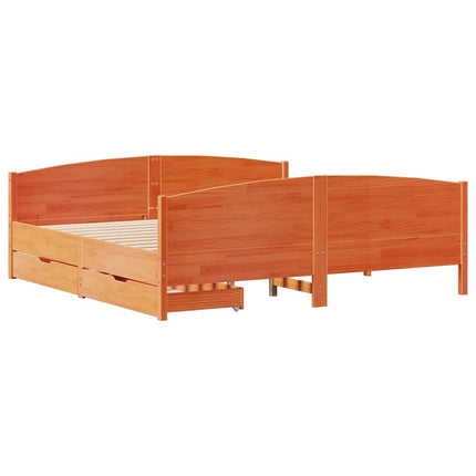 sengeramme uden madras 160x200 cm massivt fyrretræ gyldenbrun