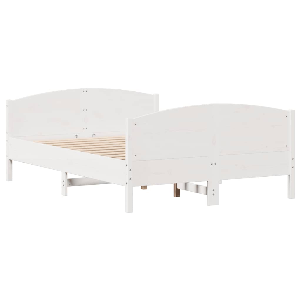 sengeramme uden madras 150x200 cm massivt fyrretræ hvid