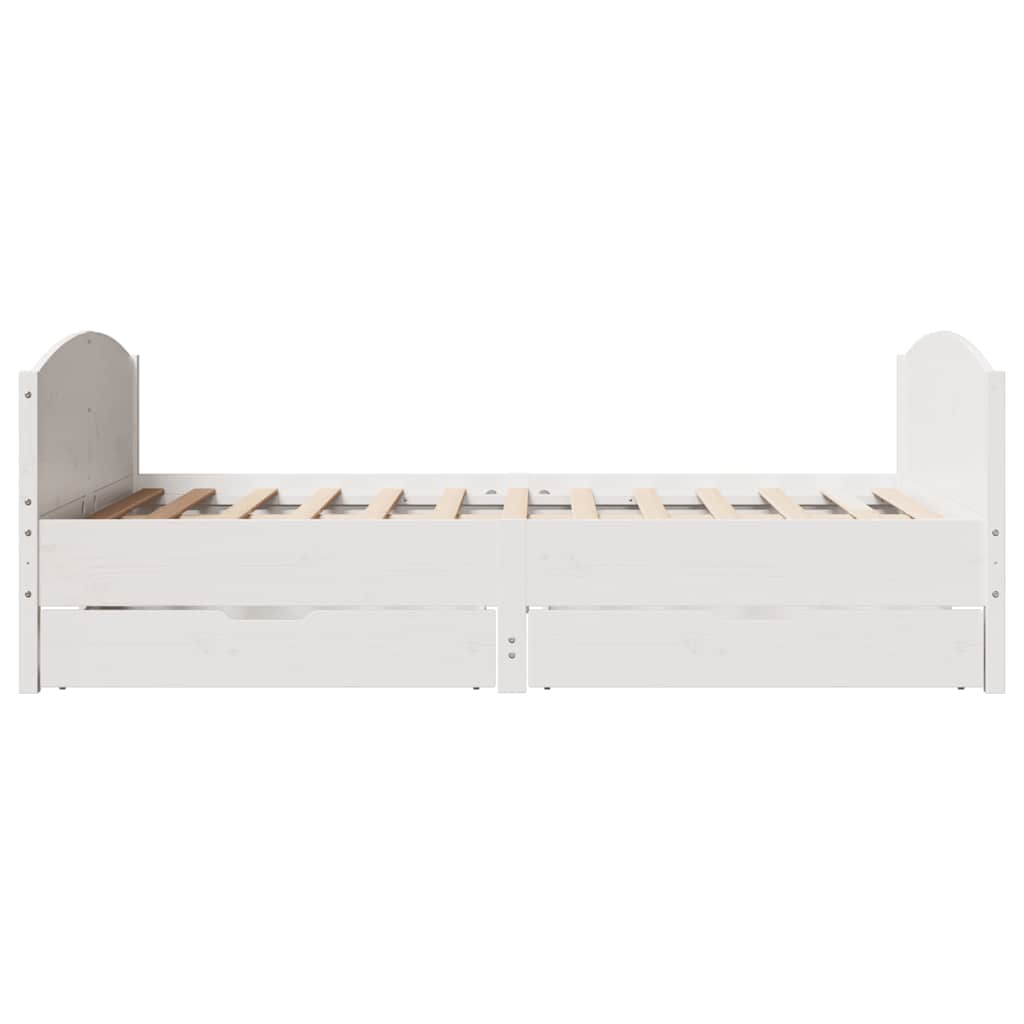 sengeramme uden madras 150x200 cm massivt fyrretræ hvid