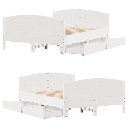 sengeramme uden madras 150x200 cm massivt fyrretræ hvid