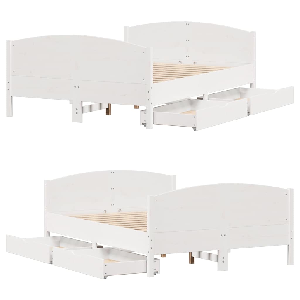 sengeramme uden madras 140x200 cm massivt fyrretræ hvid