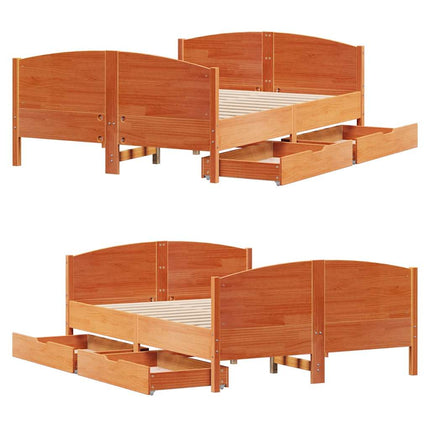 sengeramme uden madras 140x200 cm massivt fyr gyldenbrun