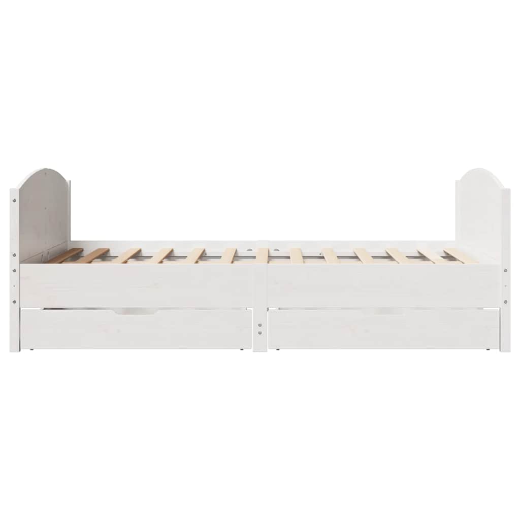 sengeramme uden madras 120x200 cm massivt fyrretræ hvid