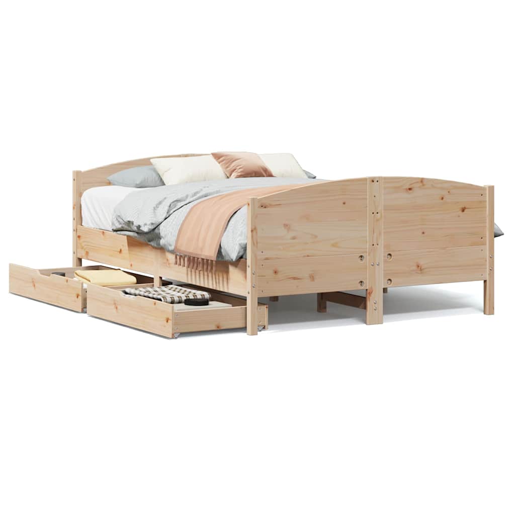sengeramme uden madras 140x190 cm massivt fyrretræ