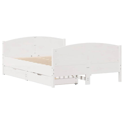 sengeramme uden madras 140x190 cm massivt fyrretræ hvid