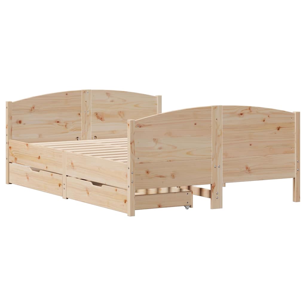 sengeramme uden madras 135x190 cm massivt fyrretræ hvid