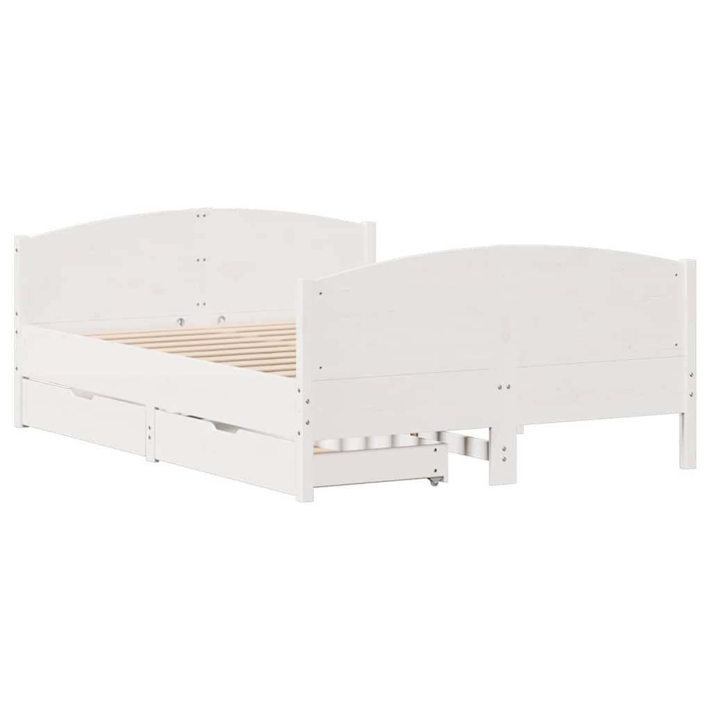 sengeramme uden madras 135x190 cm massivt fyrretræ hvid