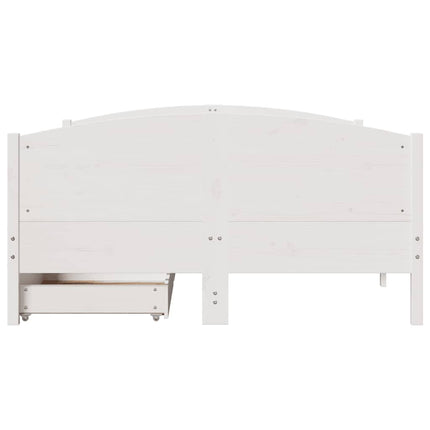 sengeramme uden madras 135x190 cm massivt fyrretræ hvid