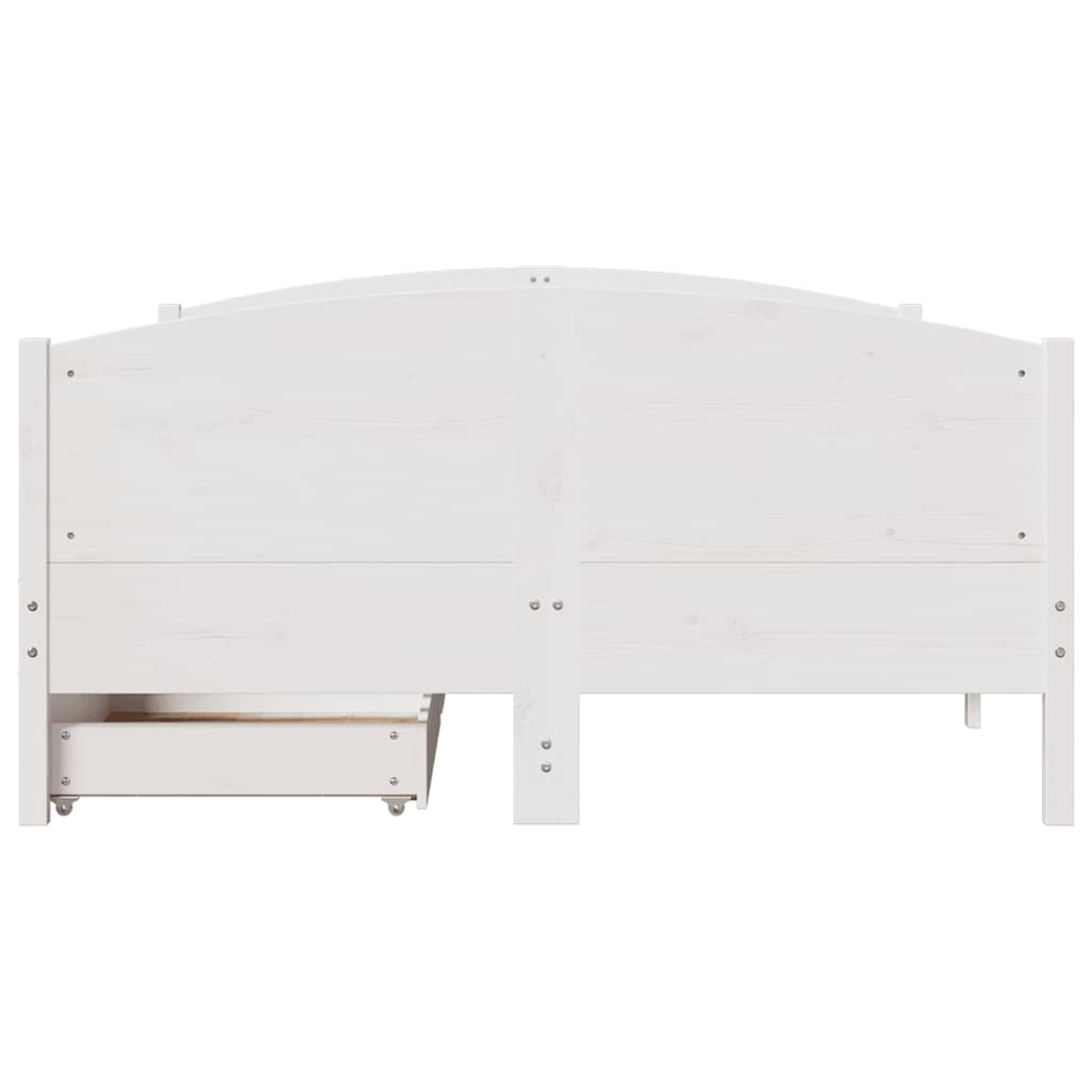 sengeramme uden madras 135x190 cm massivt fyrretræ hvid