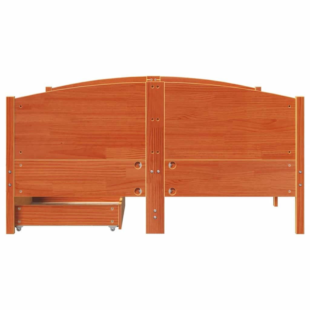 sengeramme uden madras 135x190 cm massivt fyrretræ brun