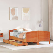 sengeramme uden madras 135x190 cm massivt fyrretræ brun