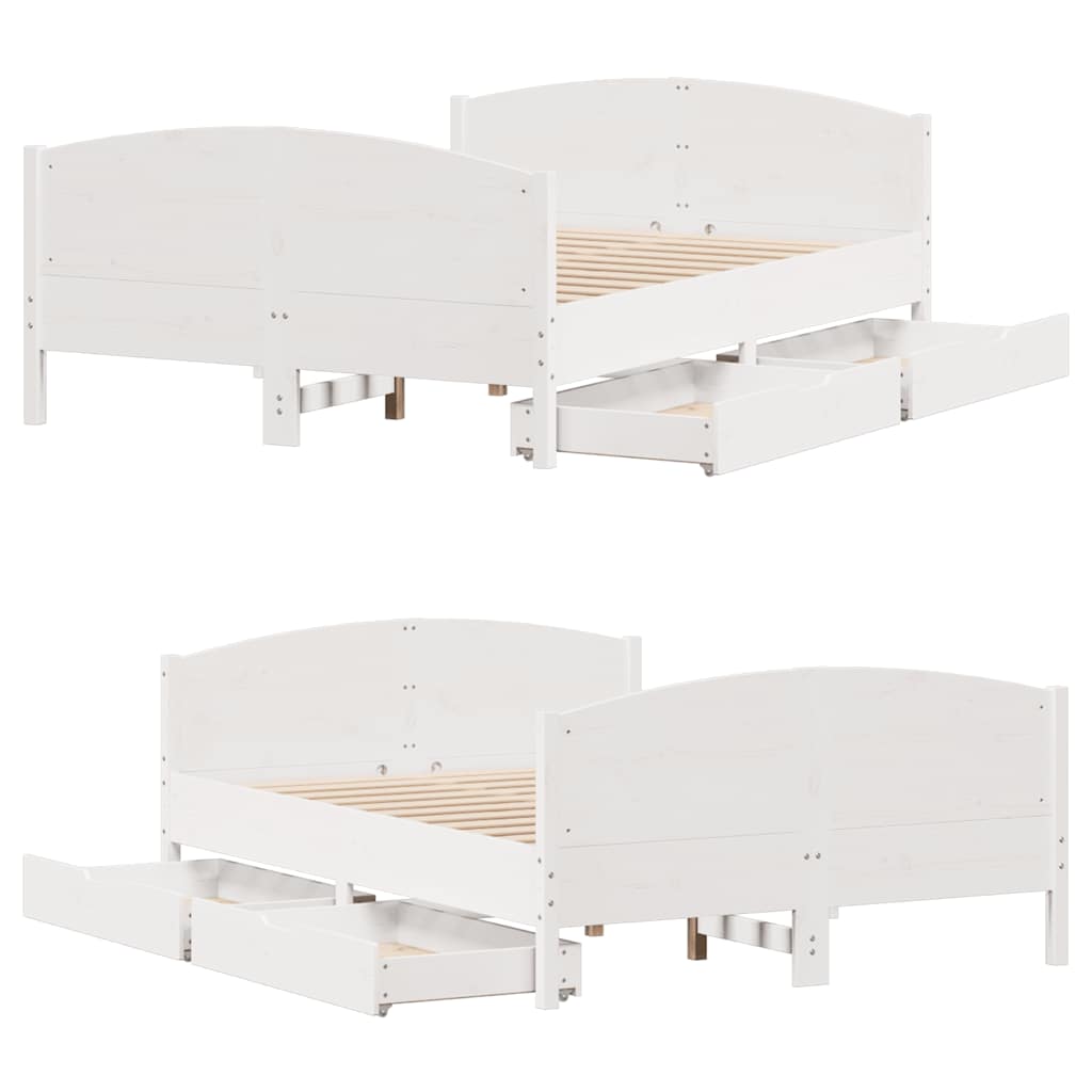 sengeramme uden madras 120x190 cm massivt fyrretræ hvid