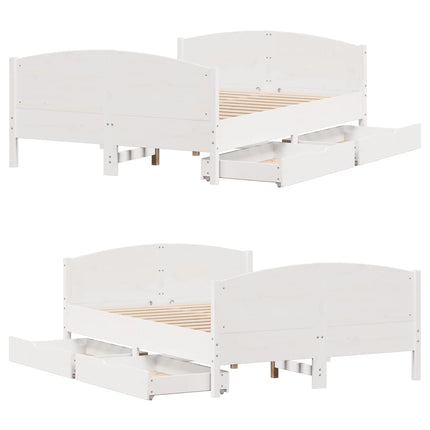 sengeramme uden madras 120x190 cm massivt fyrretræ hvid