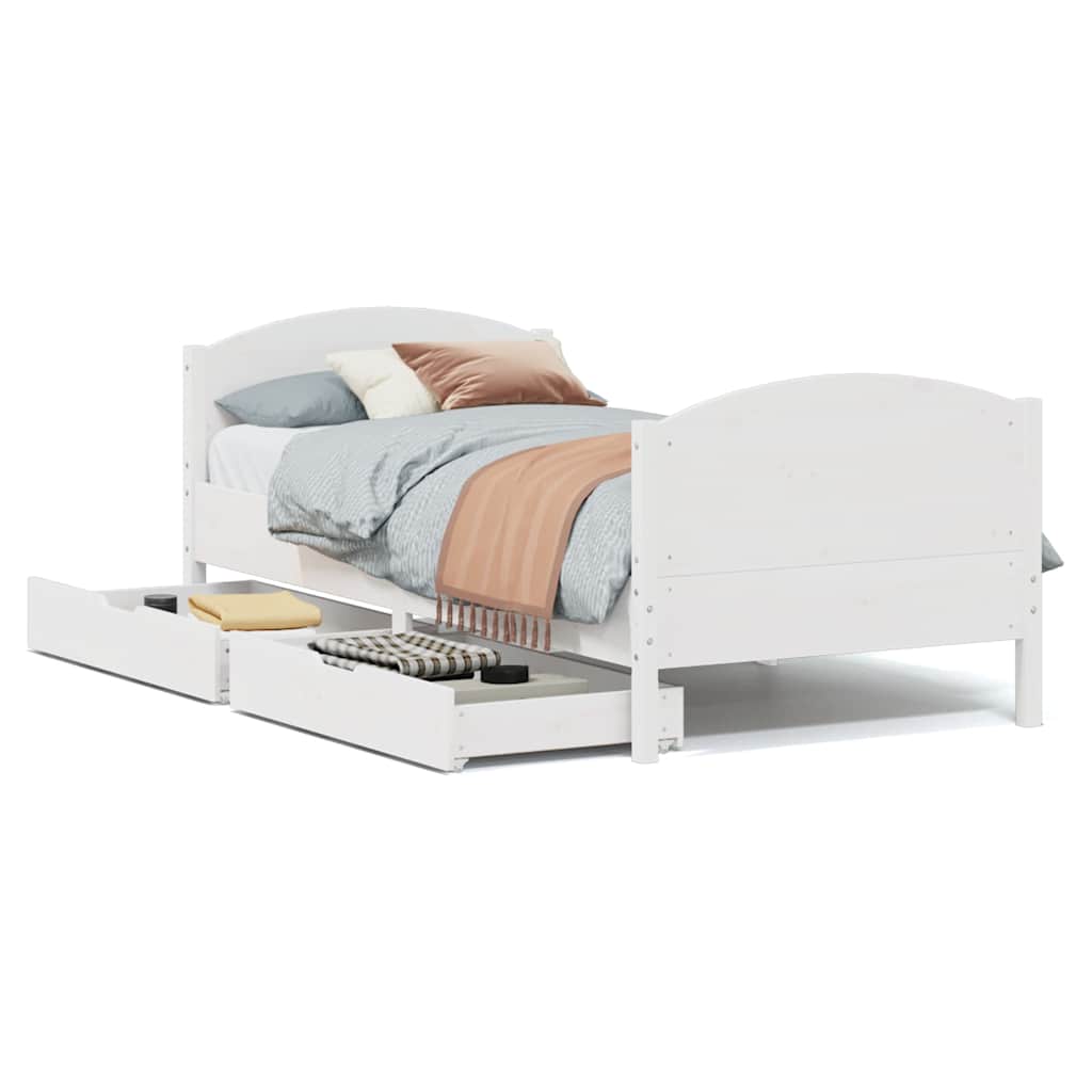 sengeramme uden madras 100x200 cm massivt fyrretræ hvid