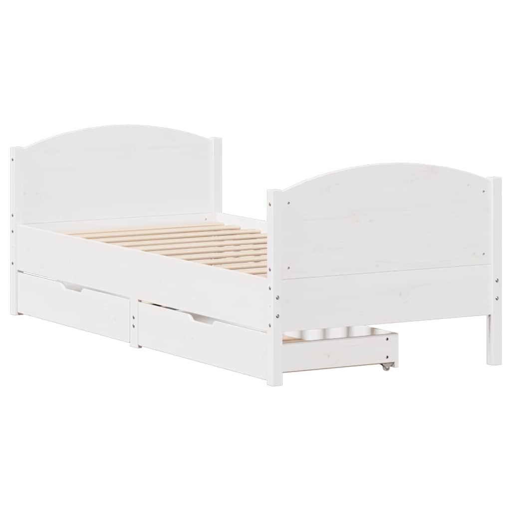 sengeramme uden madras 100x200 cm massivt fyrretræ hvid