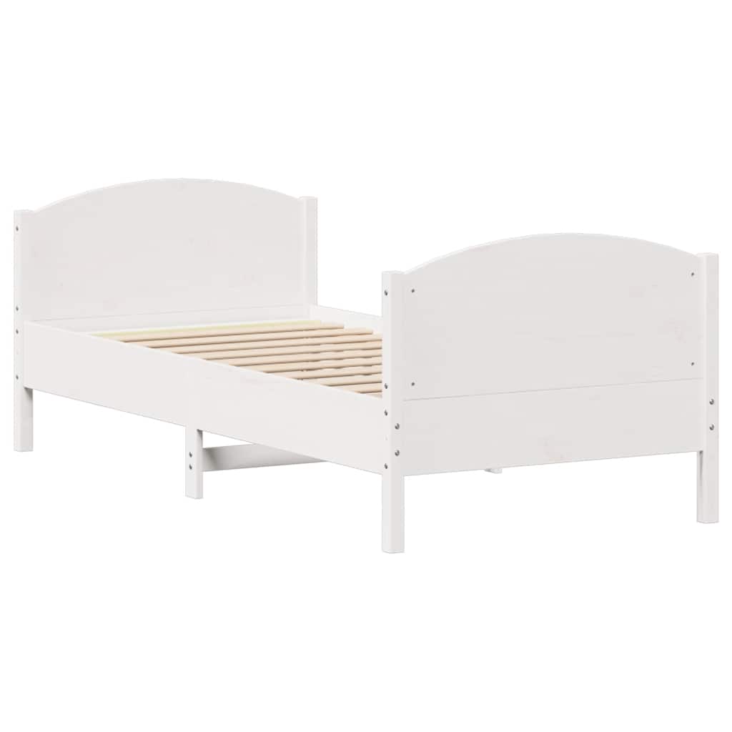 sengeramme uden madras 100x200 cm massivt fyrretræ hvid