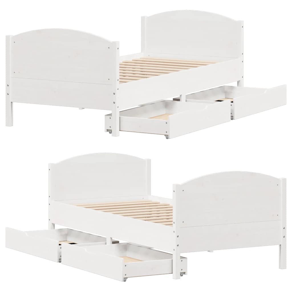 sengeramme uden madras 100x200 cm massivt fyrretræ hvid