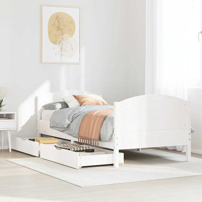 sengeramme uden madras 100x200 cm massivt fyrretræ hvid