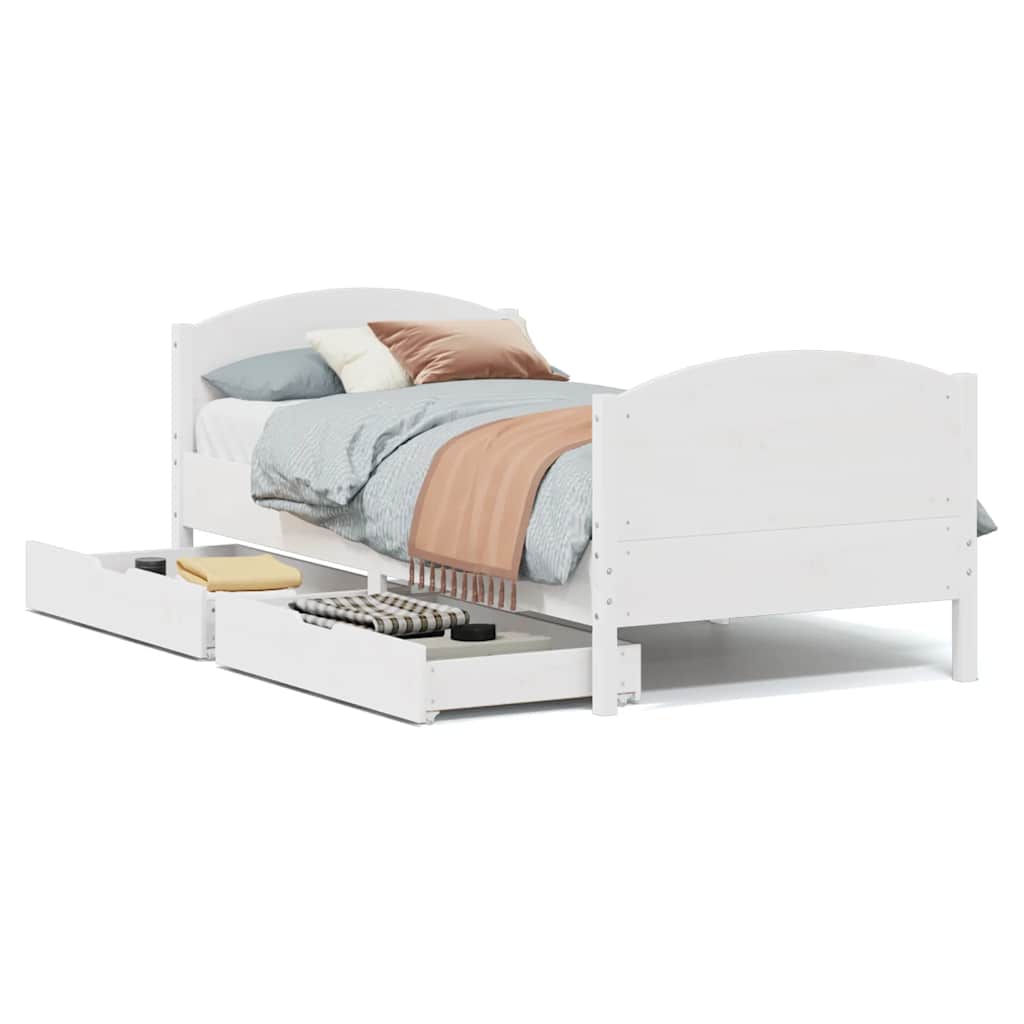 sengeramme uden madras 90x200 cm massivt fyrretræ hvid