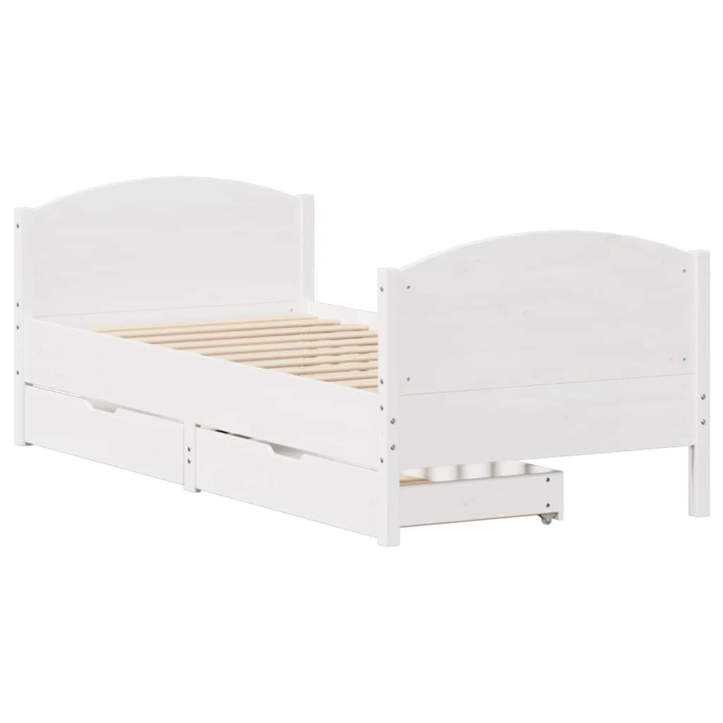 sengeramme uden madras 90x200 cm massivt fyrretræ hvid