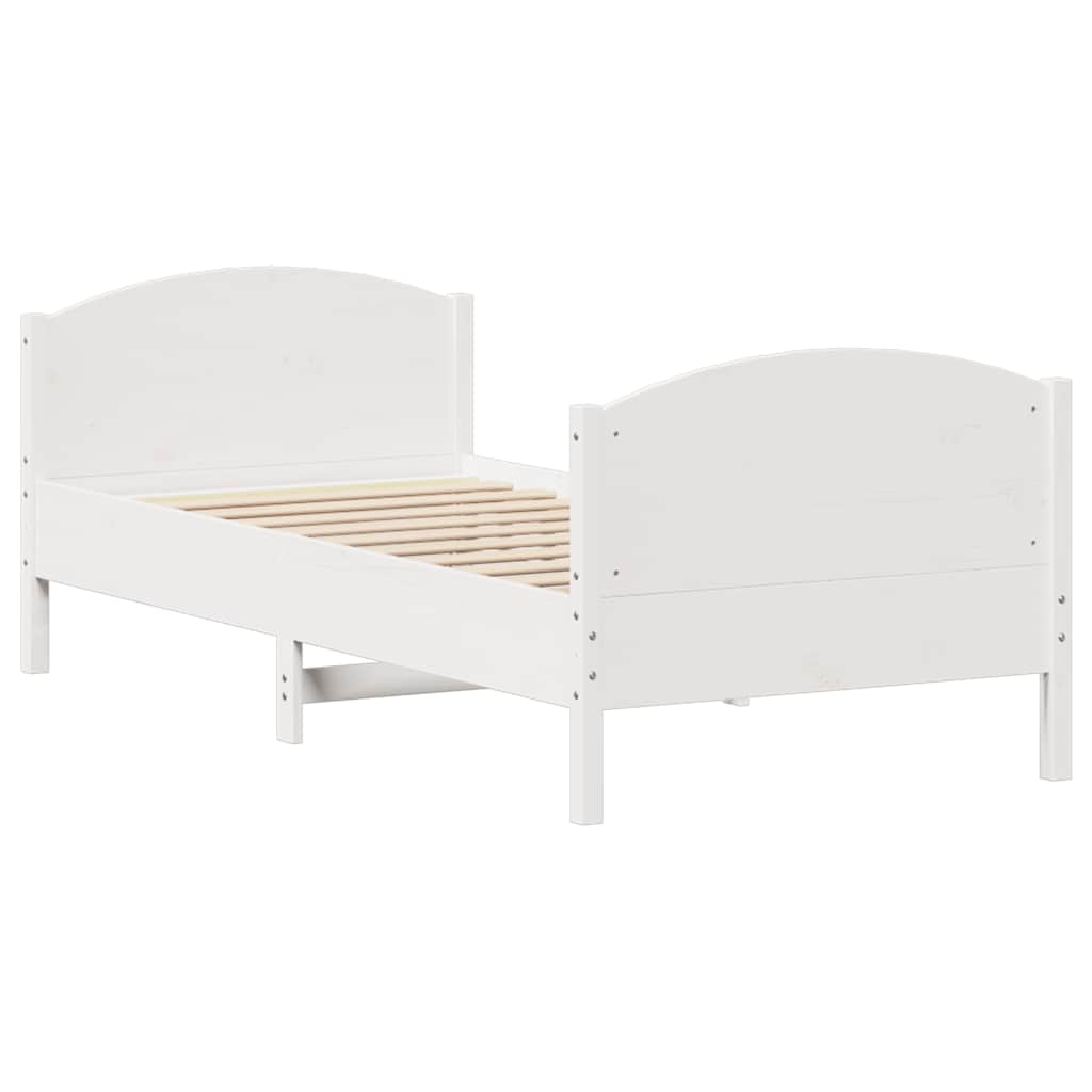 sengeramme uden madras 90x200 cm massivt fyrretræ hvid