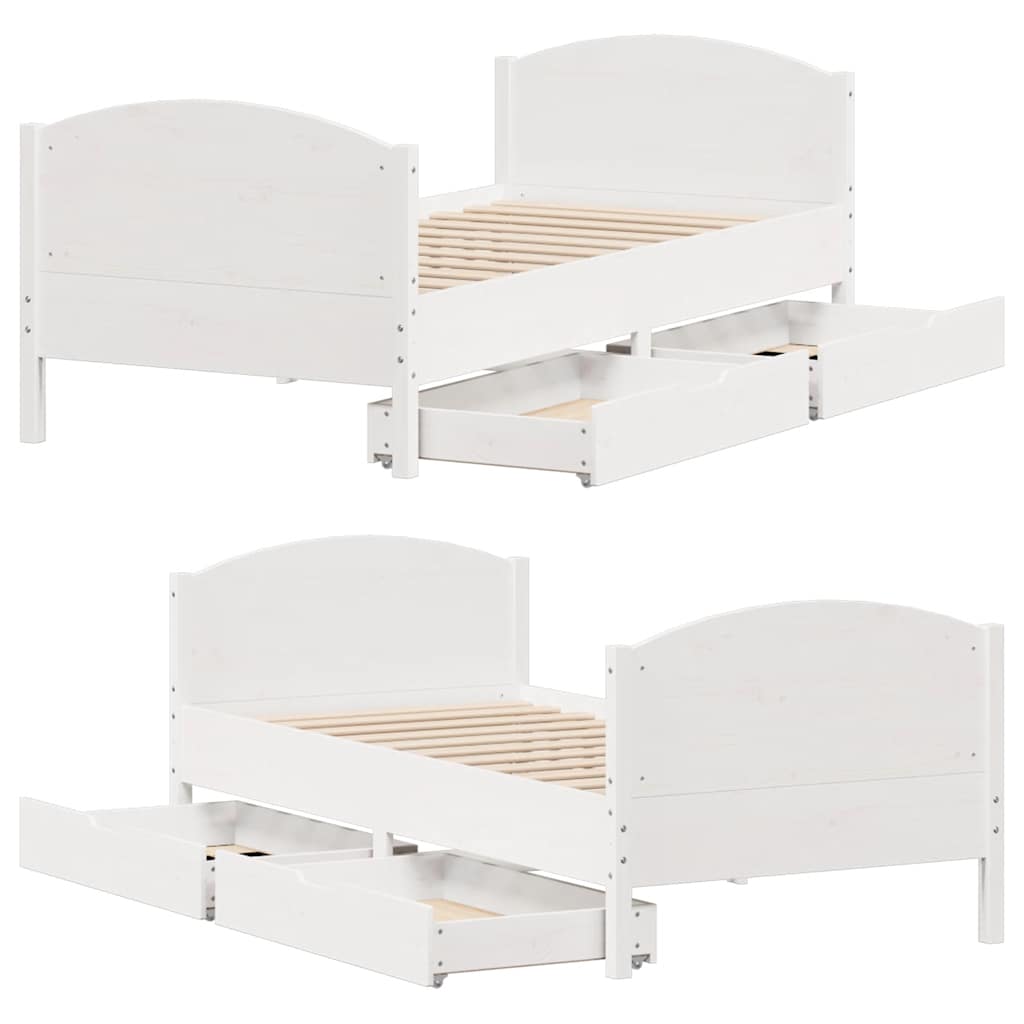 sengeramme uden madras 90x200 cm massivt fyrretræ hvid