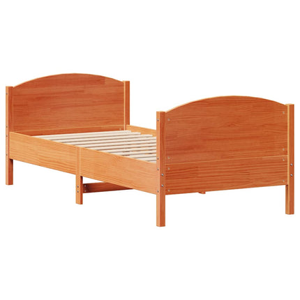 sengeramme uden madras 90x200 cm massivt fyrretræ gyldenbrun
